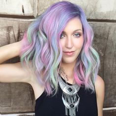 pastel cabelo arco iris
