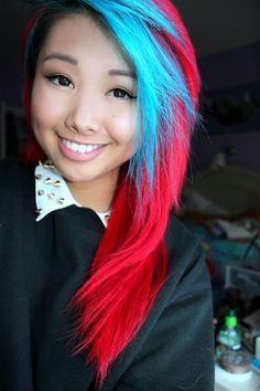 cabelo vermelho e azul